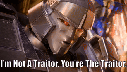 Robot Saying I'm Not a Traitor You're the Traitor