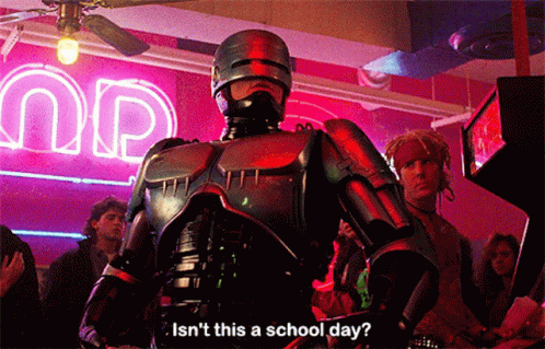 Robot Says Isn't This a School Day Neon Sign