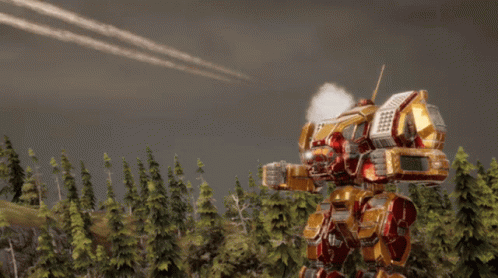 Robot Shooting Missile in Air