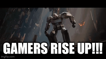 Robot Standing In City Gamers Rise Up GIF