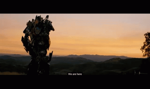 Robot Standing in Field at Sunset