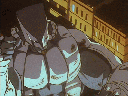Robot Standing In Front Of Buildings GIF