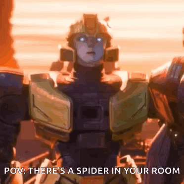 Robot Standing With Spider on Head