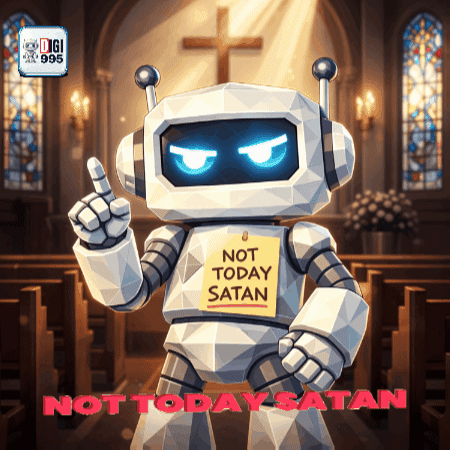 Robot Sticker Not Today Satan GIF