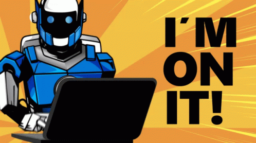 Robot Using Laptop With I'm On It GIF