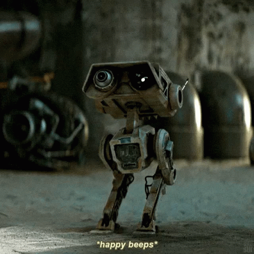 Robot Walks Saying Happy Beeps