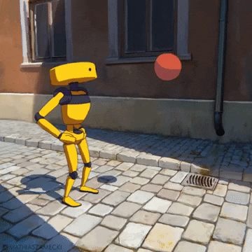 Robot Watching Things That Bounce GIF