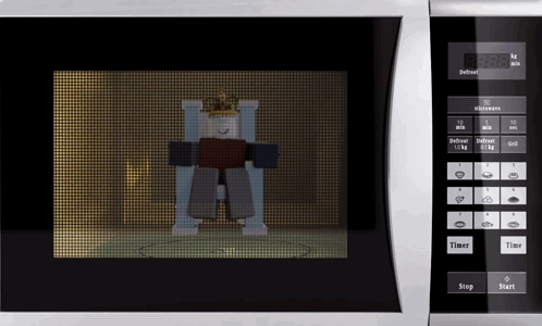 Robot Wearing Crown in Microwave