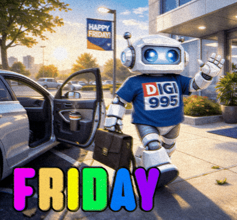Robot Wearing Digi 985 Shirt GIF