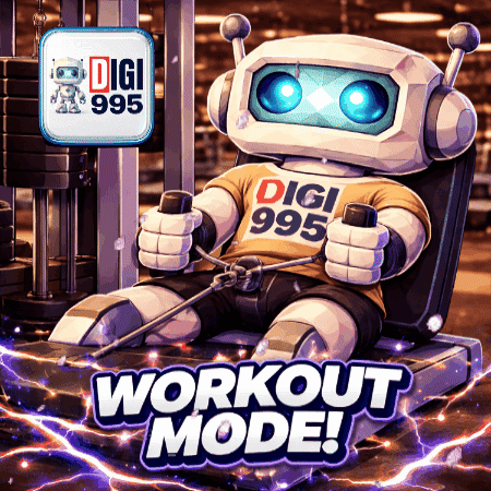 Robot Wearing Digi 995 Workout Mode Shirt