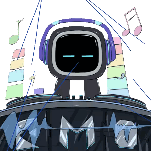 Robot Wearing Headphones Playing Music