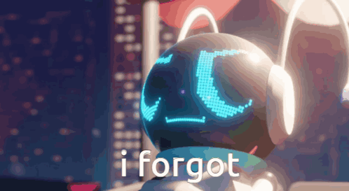 Robot Wearing Headphones Says I Forgot GIF