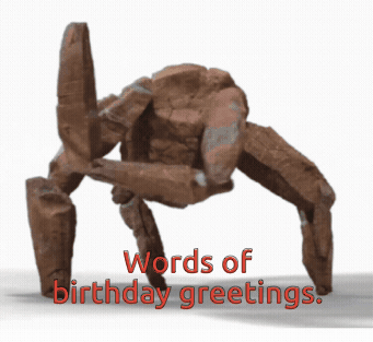 Robot With Birthday Greeting Words