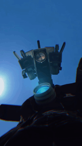 Robot With Blue Light Coming Out Of Head GIF