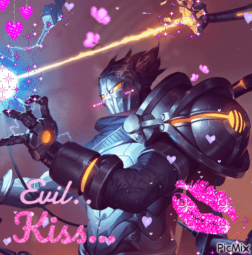 Robot With Evil Kiss Text GIF