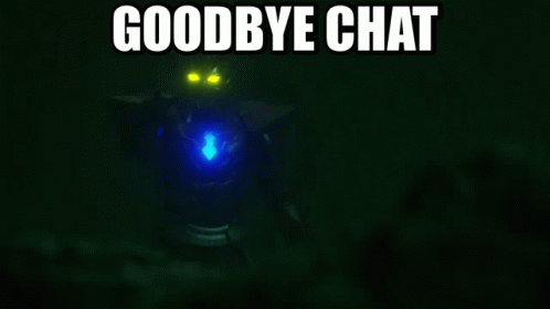 Robot With Glowing Eyes Saying Goodbye In Dark GIF