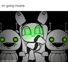 Robot With Green Eyes Sitting In Chair GIF