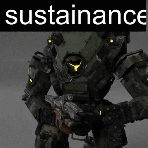 Robot with Gun at Black Sustainance Sign