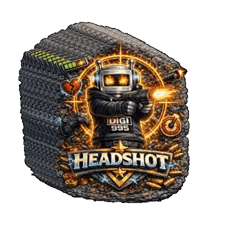 Robot with Gun Headshot Logo