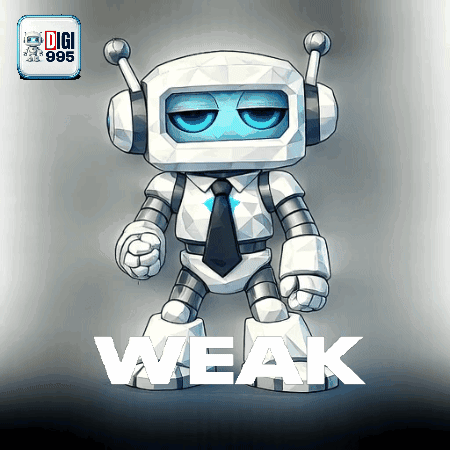 Robot With Headphones and Tie Next to Weak