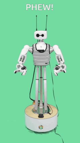 Robot With Phew Text