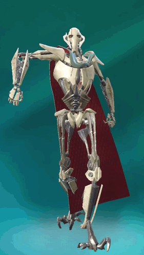 Robot With Red Cape On Blue Background GIF