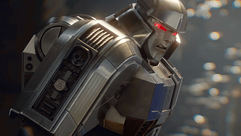 Robot With Red Eyes Blurred Background