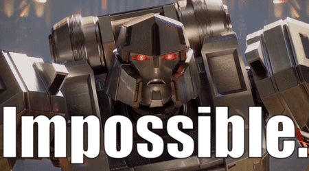 Robot With Red Eyes Saying Impossible