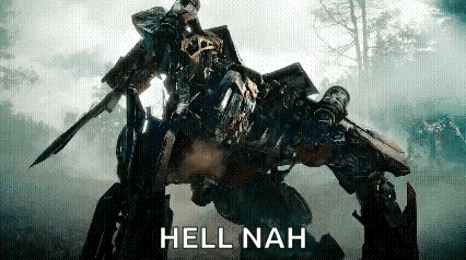 Robot With Sword Saying Hell Nah