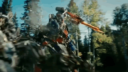 Robot With Sword Standing in Woods