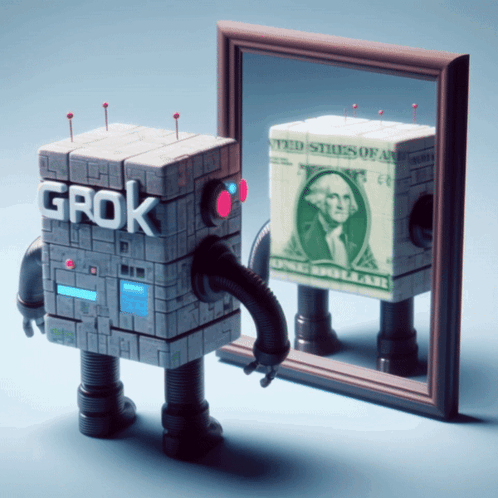 Robot With Word Grok GIF