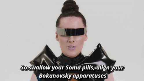 Robotic Girl Swallow Your Soma Pills GIF