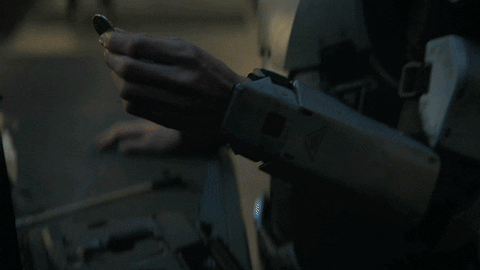 Robotic Woman Coin Flip GIF
