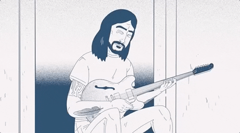 Rock Guitar Acoustic Transformation Cartoon GIF
