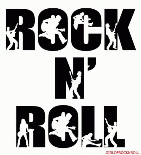 Rock N Roll Poster With Silhouettes Playing Guitars