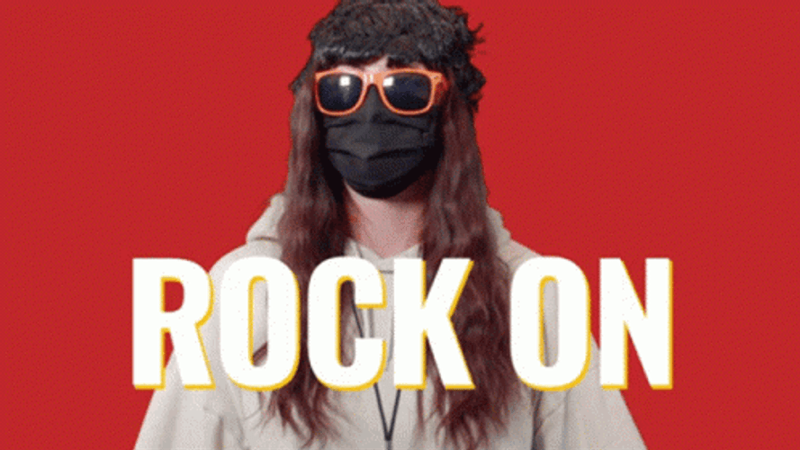 Rock On Gesture By A Masked Lady GIF