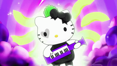 Rocker Hello Kitty Cartoon Character GIF