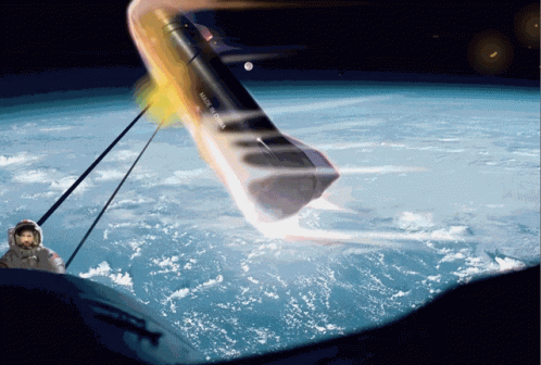 Outer Space Rocket Falling To Earth GIF