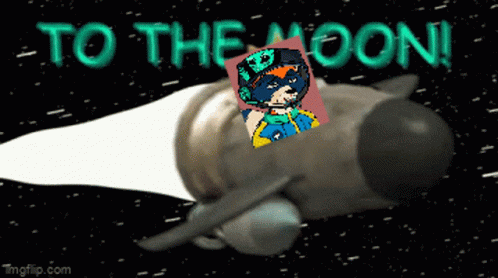 Rocket Flying Through Space to the Moon