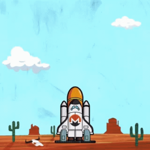 Cartoon Rocket Launch GIF
