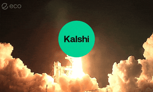 Rocket Launching With Green Circle Saying Kalshi