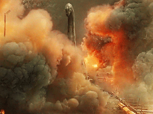 Rocket Launching With Smoke And Fire GIF