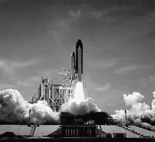 Rocket Lift Off Black And White GIF