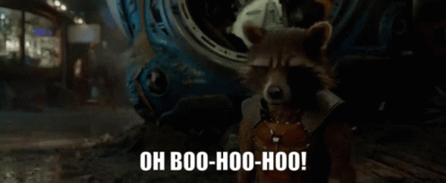 Rocket Raccoon From Guardians Of The Galaxy Says Oh Boo-Hoo-Hoo ! GIF