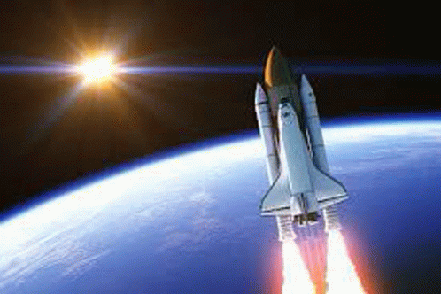 Rocket Ship In Outer Space GIF