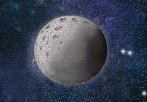 Rocket Ship Orbiting Moon GIF