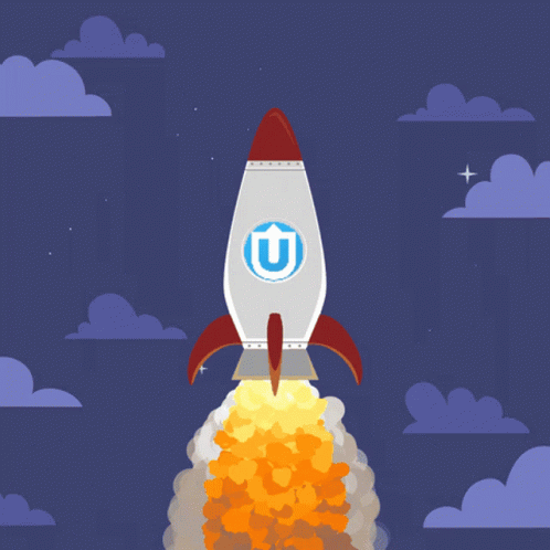 Rocket With Blue Letter U