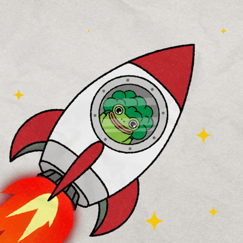 Rocket With Green Frog In Cockpit GIF