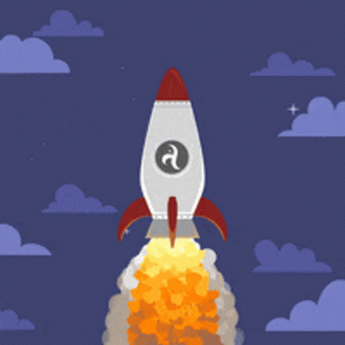 Rocket With Letter A Flying Through Night Sky