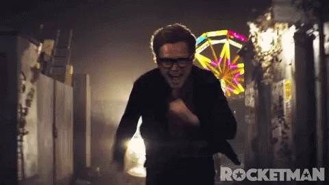 Rocketman Elton John Thrilled Jumping GIF